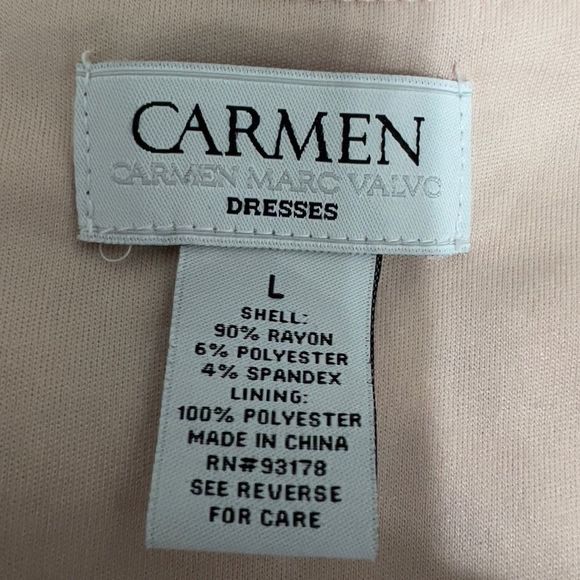 Carmen Marc Valvo Scoop Neck Bodycon Fabric Cut Out Midi Dress Size Large - Picture 7 of 7